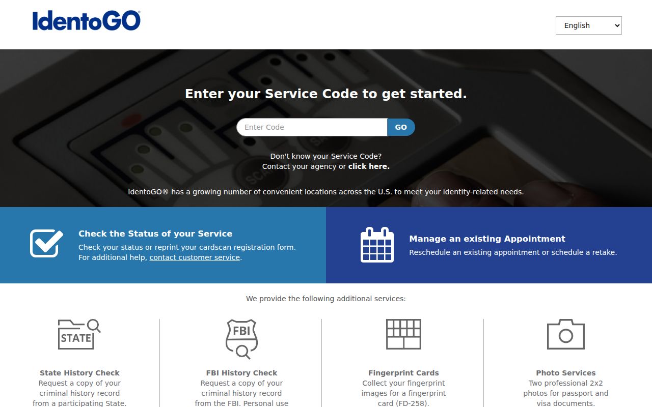 Greene County criminal history fingerprint enrollment through IdentoGO