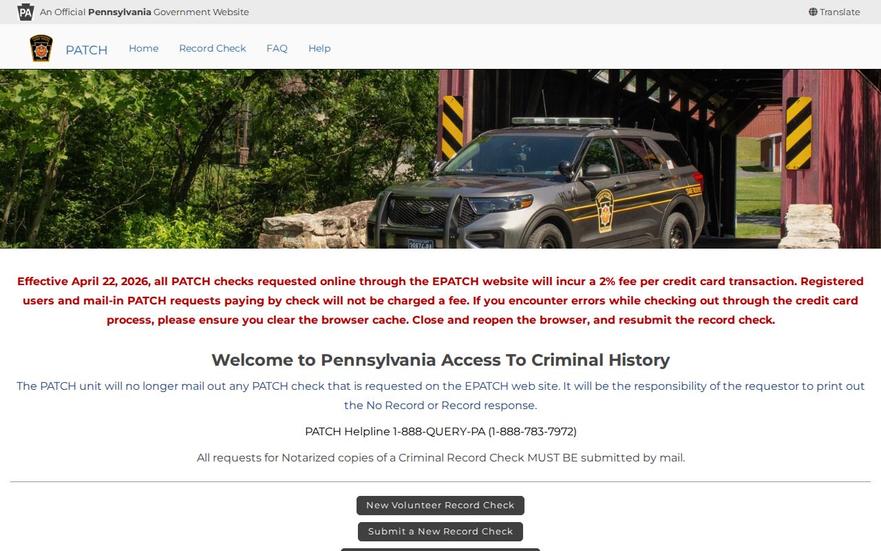 Greene County criminal history PATCH search entry